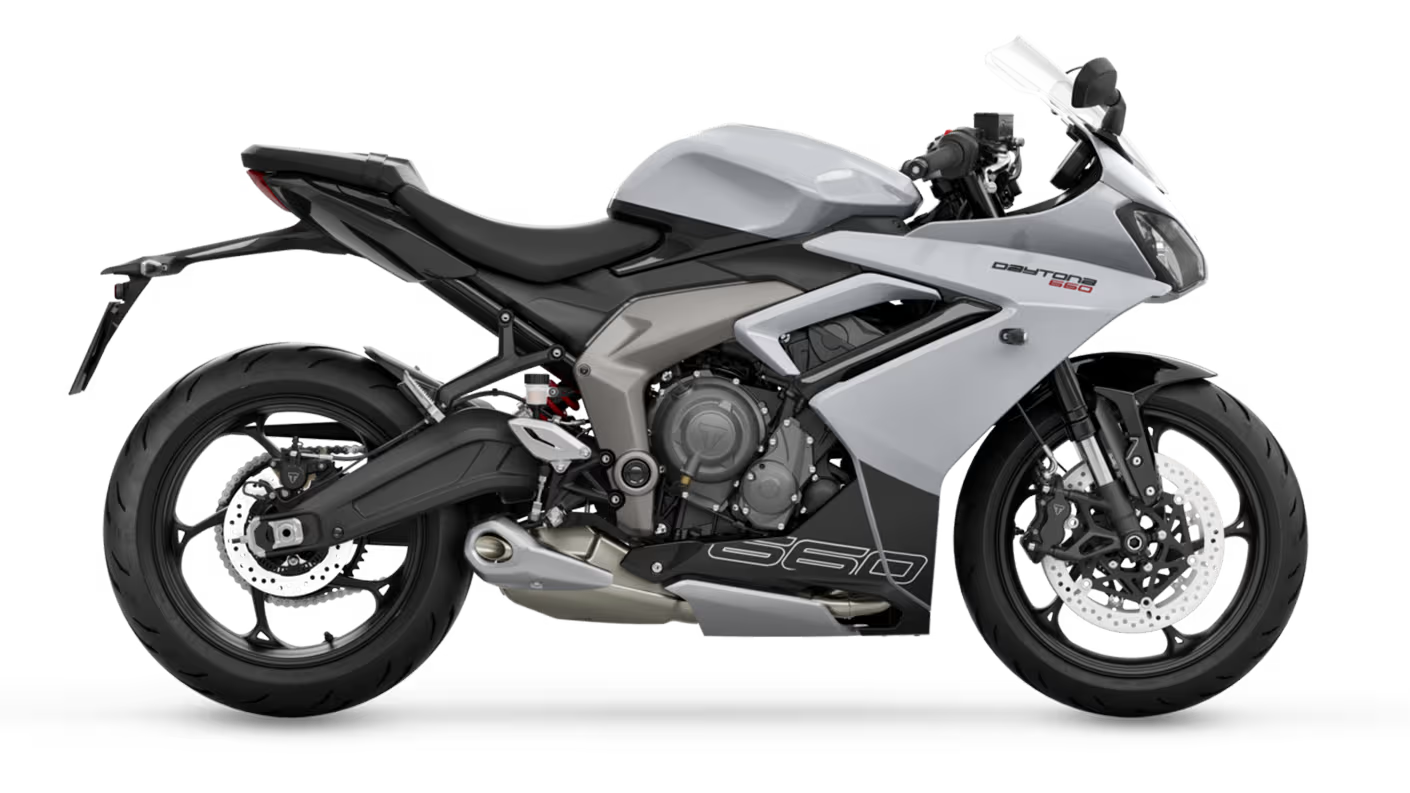 Gray sports motorcycle side view