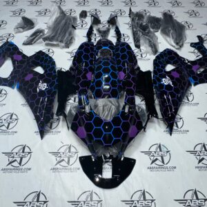 Colorful motorcycle fairings with hexagonal pattern