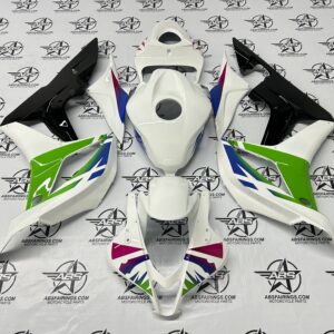 Colorful motorcycle fairings on display