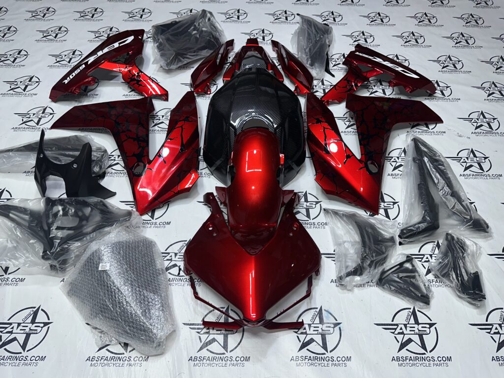 All Pearl Red with Shattered Design and Carbon Fiber Tank Cover